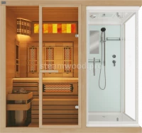 Двухместная комбинированная сауна Comfort из кедра с Душевой кабиной