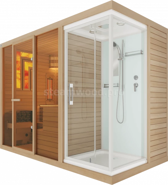 Четырехместная комбинированная сауна Comfort  из кедра с Душевой кабиной