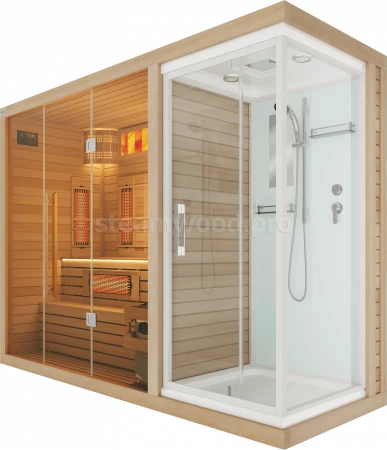 Трехместная комбинированная сауна Luxury из кедра с Душевой кабиной