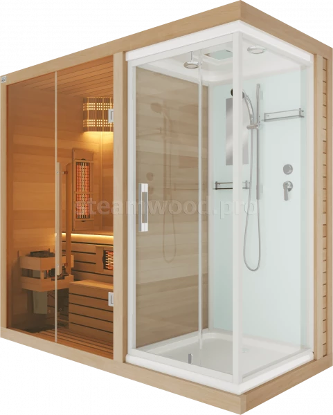 Двухместная комбинированная сауна Luxury из кедра с Душевой кабиной